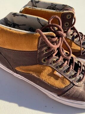 Vans Brown and Mustard High-Top Sneakers